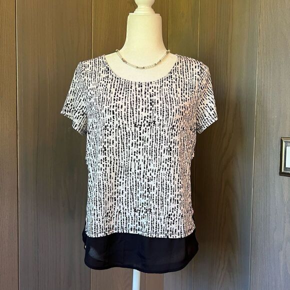 WHBM Black & White Blouse S - Picture 1 of 6